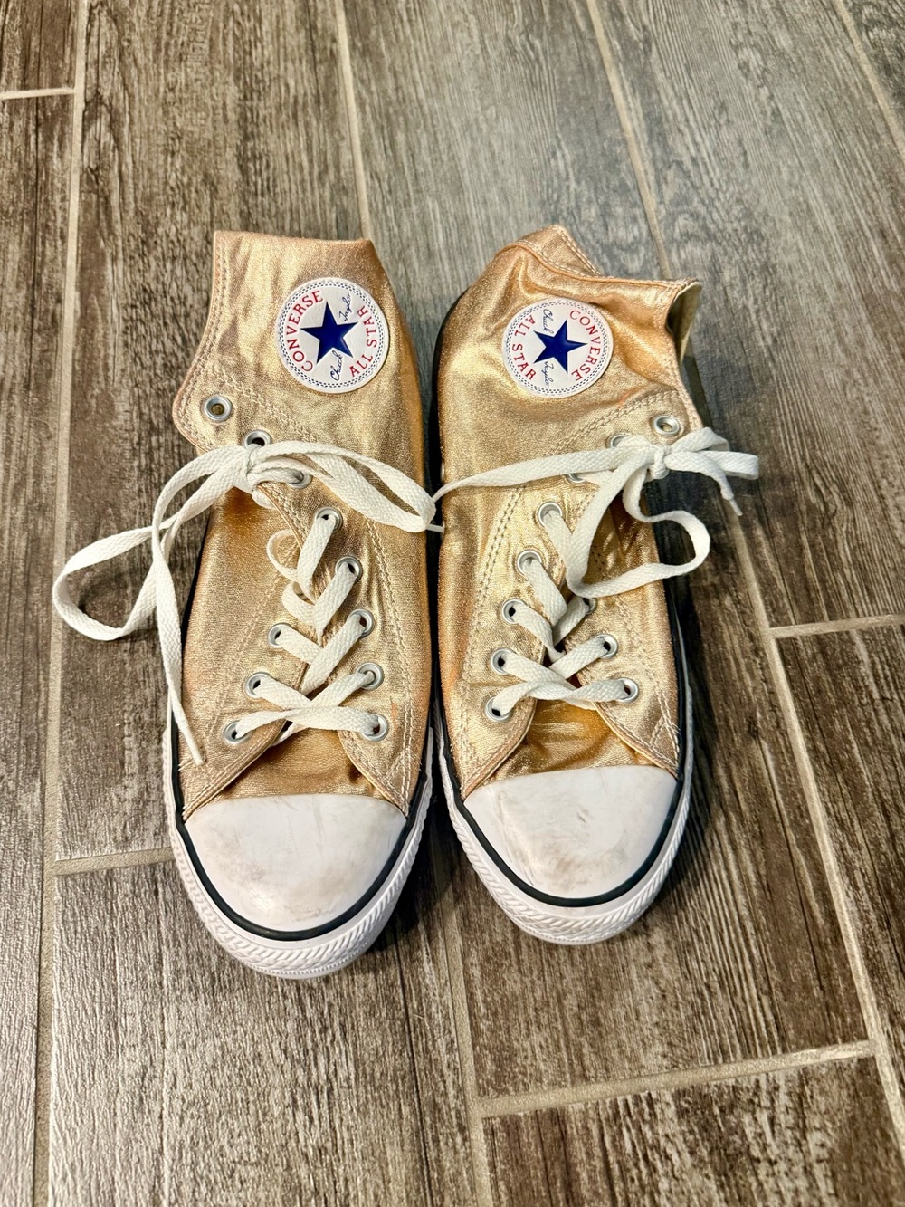Size 11 rose gold high top converse